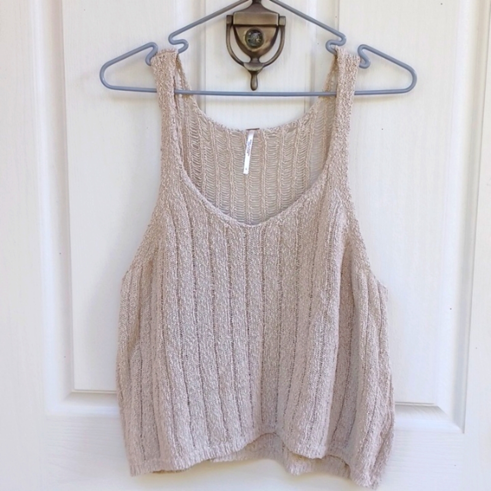 FREE PEOPLE Natural Knit Tank Top Sz L